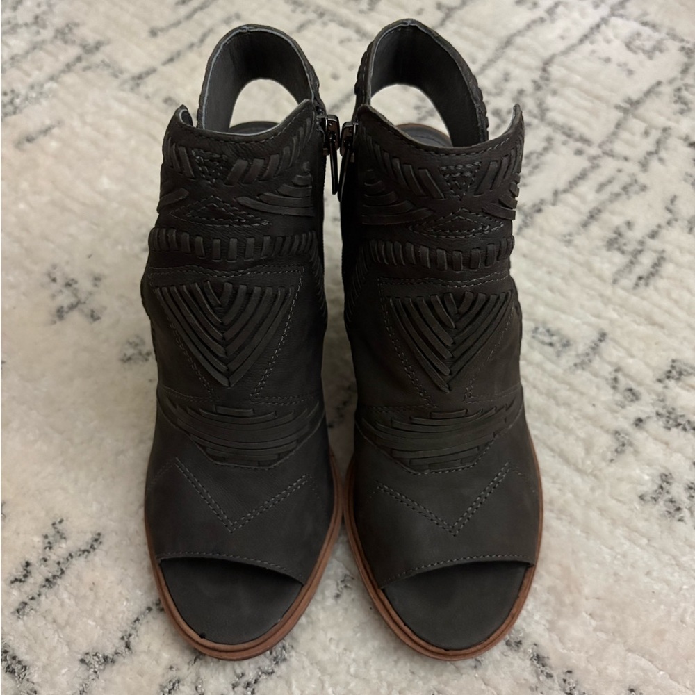 Vince Camuto Brown Peep-Toe Ankle Boots